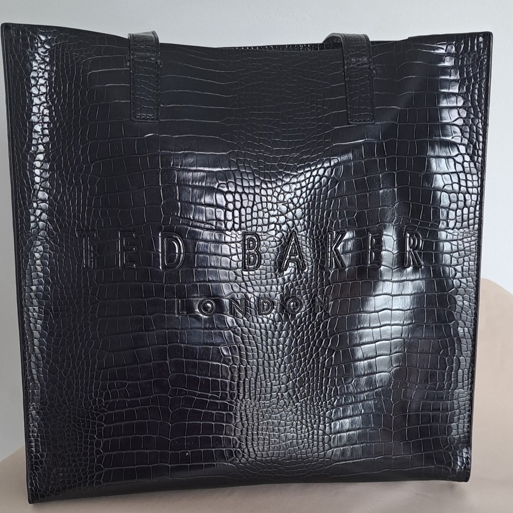 Ted Baker Glossy Black Embossed Tote